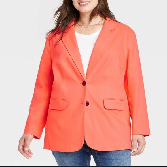 Ava & Viv Women's Coral Orange Blazer, 3X - Picture 1 of 7